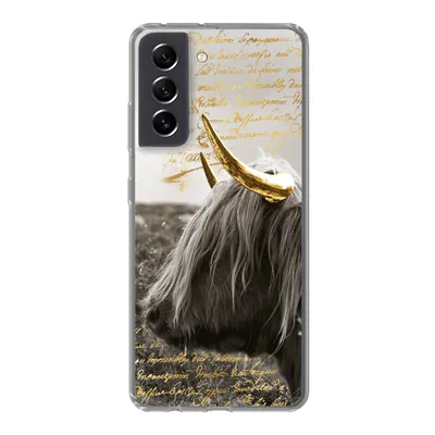 Produktbild von MuchoWow® Handyhülle Schutzhülle Hülle für Samsung Galaxy S21 FE Schottischer Highlander - Gold - Hoorn Silikon Softcase Handy Hülle - Mobiltelefonhülle