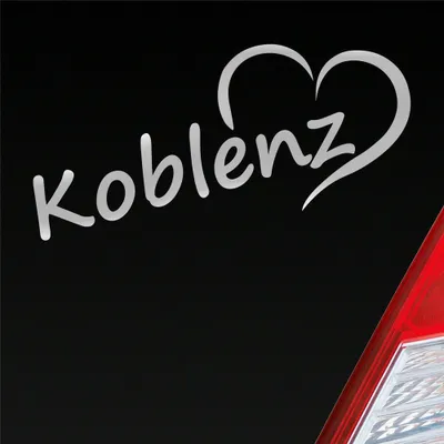 Produktbild von Auto Aufkleber Koblenz Herz Stadt City Liebe Love 18,5x8 cm Silber Sticker Heckscheibenaufkleber
