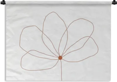 Produktbild von MuchoWow® Wandteppich Wandbehang Blume - Strichzeichnung - Natur 90x67.5 cm Tapisserie Dekoration Wandtuch - Fototeppich - Wand-Skulpturen