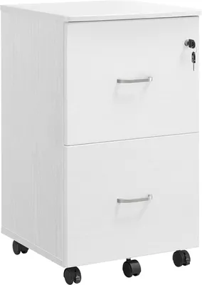 Produktbild von VASAGLE Aktenschrank mit 2 Schubladen, abschließbarer Aktenschrank, Rollcontainer mit verstellbaren Hängeschienen, weiß