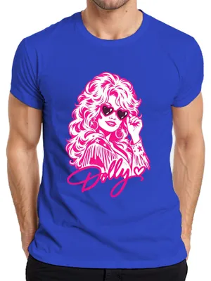 Produktbild von Dolly Parton Country Musik Sängerin Cowgirl Retro Fan Western Herren T-Shirt, Blau, L