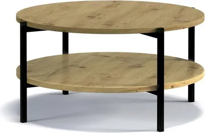 Produktbild von BETTSO Beistelltisch Kaffeetisch Couchtisch Sofatisch Nachttisch Betttisch Laptoptisch Gestell aus Metall Tischplatte aus Holz HANS B Eiche Artisan