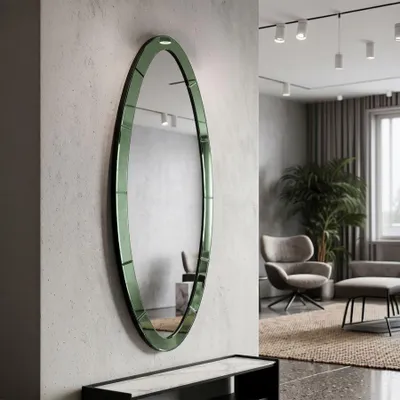 Zdjęcie produktu dla Lustro ścienne z ramą z zielonego szkła 55x2x150 cm