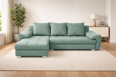 Produktbild von Ecksofa mit Schlaffunktion, ausziehbares Ecksofa VELUTO, Eckcouch mit Wellenfederung.