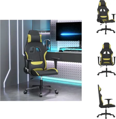 Image de vidaXL Chaise de jeu avec fonction de massage noir et tissu vert clair - chaise de jeu