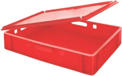Produktbild von Eurobehälter Fleischerkasten E1 mit Auflagendeckel | HxBxT 12,5x40x60cm | 25 Liter | Rot | Fleischerkiste, Fleischkiste, Metzgerkiste, Fleischbehälter