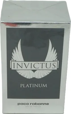 A product box for Paco Rabanne Invictus Platinum Eau de Parfum.