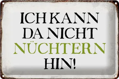 Produktbild von Blechschild Spruch 30x20cm ich kann da nicht nüchtern hin