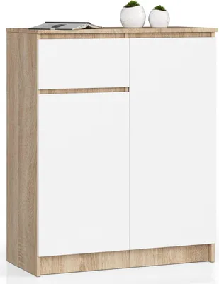 Image de Commode raumhirsch de 80 cm avec 1 tiroir et 2 portes. Meuble de rangement, buffet, armoire, hauteur 99 cm