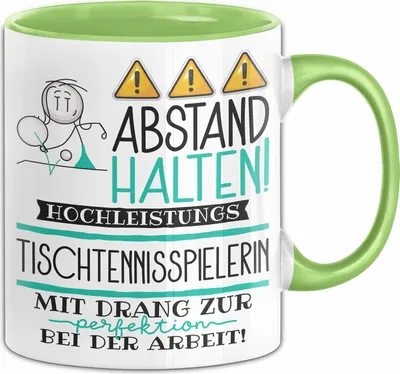 Produktbild von Tischtennisspielerin Tasse Geschenk Lustig Abstand Halten Hochleistungs-Tischtennisspielerin Mit Drang Zur Perfektion Bei Der Arbeit (Grün)