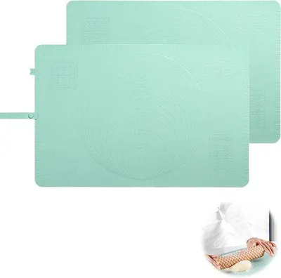 Zdjęcie produktu dla Silikonowe maty do pieczenia 60 x 40 cm z siatką – antypoślizgowe podkładki do ciasta, kremówki, pizzy, wypieków – idealne do pieczenia chleba – zestaw 2 sztuk