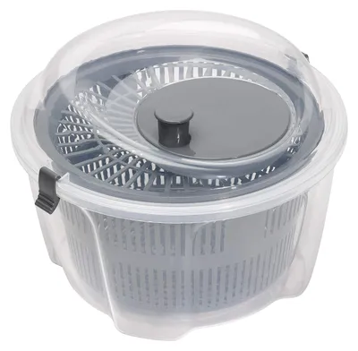 Salatschleuder 4,4 L, 24,5 cm, transparenter Kunststoff, mit Schleuderkorb