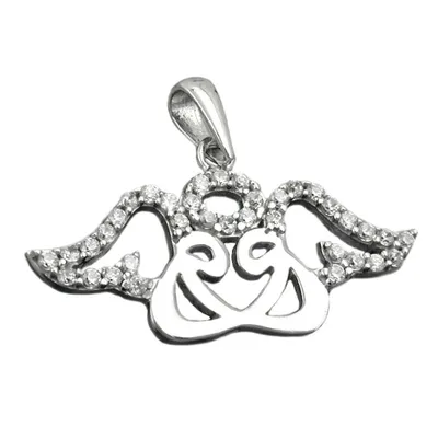 Produktbild von Anhänger 11x26mm zwei Engel mit Heiligenschein und Zirkonias Silber 925 silber 11x26mm