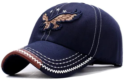 Immagine prodotto di Cappello da baseball da uomo e unisex, colore blu, con ricamo dell'aquila, in cotone, regolabile
