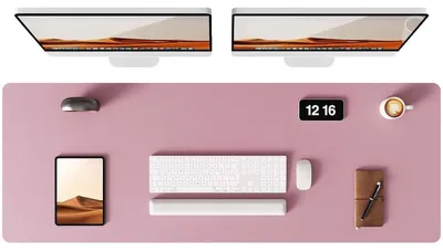 Immagine prodotto di Tappetino da scrivania in pelle, dimensioni 120x43 cm, color malva, antiscivolo, ideale per l'ufficio