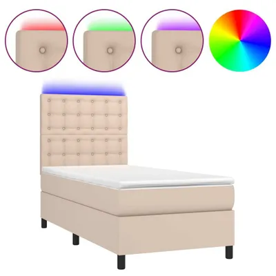 Produktbild von Boxspringbett mit Matratze & LED Cappuccino-Braun 90x190cm