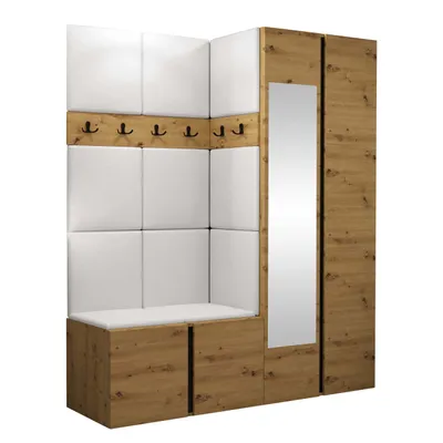 Obrázok produktu pre Predsieňová stena s čalúnenými panelmi 42x42 SELAND 10 - dub artisan / biela