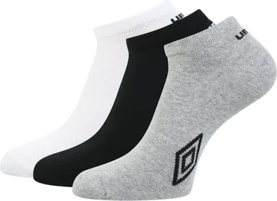 Produktbild von Umbro - Sneaker-Socken für Herren/Damen Unisex (3er-Pack) UO1987 (39,5 EU - 45,5 EU) (Weiß/Schwarz/Grau)
