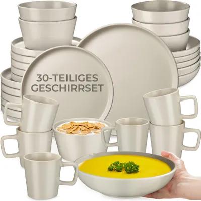 Zdjęcie produktu dla tectake® Una serwis kombinowany dla 6 osób, z możliwością sztaplowania