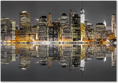 Produktbild von Tulup® Glas-Bild - 100 x 70 - Wandbild aus Glas - Wandkunst - Wandbild hinter gehärtetem Sicherheitsglas - Landschaften - New York bei Nacht - Schwarz