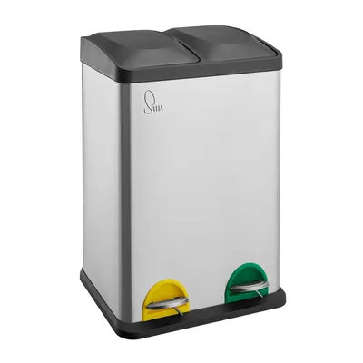 Image de SVITA TC2X20 Poubelle grise 40 litres Poubelle tri sélectif inox 2x20L