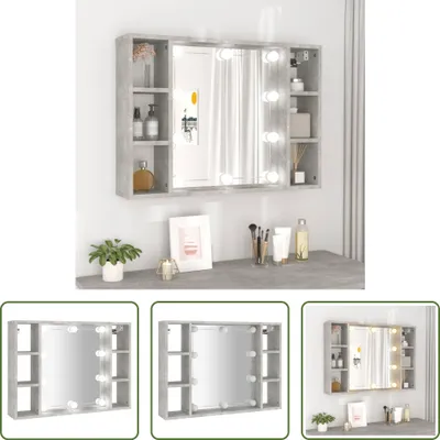 Produktbild von The Living Store Spiegelschrank mit LED Betongrau 76x15x55 cm