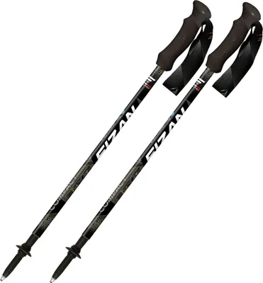 A pair of trekking poles on a white background.