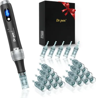 Obrázok produktu pre Dermapen bezdrôtový mikroiglový prístroj s 6 úrovňami a 25 kartydžami LED na tvár a vlasy.