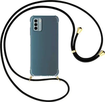 Produktbild von Handykette Backcover-Schutzhülle mit Band (Metall goldfarben) für Nokia G22 (6.5'') - schwarz