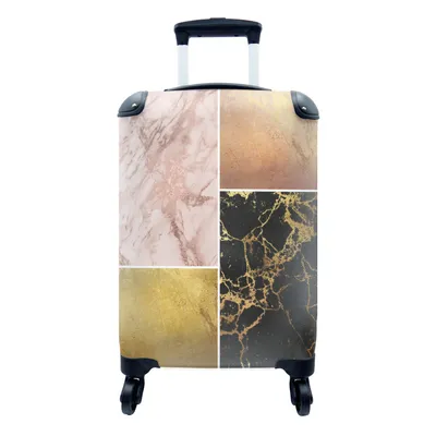 Produktbild von MuchoWow® Koffer Handgepäck Trolley Rollkoffer Kleine Reisekoffer mit 4 Rollen - Marmor - Luxus - Design - Cabin Size < 55x40x23 cm & 55x40x20 cm - Fotokoffer - Kabinenkoffer - Boardgepäck - Reise-Box - Reisekoffer - Reisegepäck - Koffer mit Bild - Trolley für Kinder