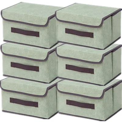 Productafbeelding van Solidchoice - Set van 6 Vouwbare Opbergdozen met Deksel