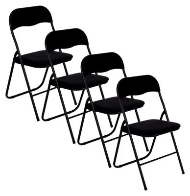 Produktbild von Klappstühle 4er Set - Samt - Esstischstühle - 43 x 47 x 80 cm - Schwarz