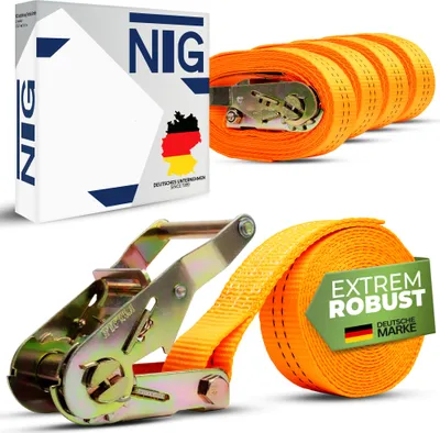 Produktbild von NTG Nutzfahrzeug Technik GmbH, Zurrgurte, 4m x 35mm, 2t, einteilig, 20 Stück, Polyester, Orange, Ratsche fest, STF 200 daN, SHF 50 daN