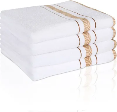 Produktbild von 4 er SET WEISS BADETUCH 500g/m² 100% BAUMWOLLE 100x150