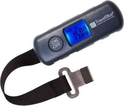 Produktbild von Travel Blue Digitale Kofferwaage mit Haken, Gewichtsskala bis 40 kg/88 lb, Vermeiden Sie Übergepäckgebühren, Kompakt & Präzise, LCD-Display, Inkl. Batterie, Blau - Reise-Essentials