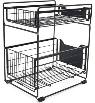 Produktbild von Küchen Aufbewahrungsregal - Küchenschrank Organizer - Unter Spüle Regal - Kohlenstoffstahl - Flexibel verstellbar - Schwarz