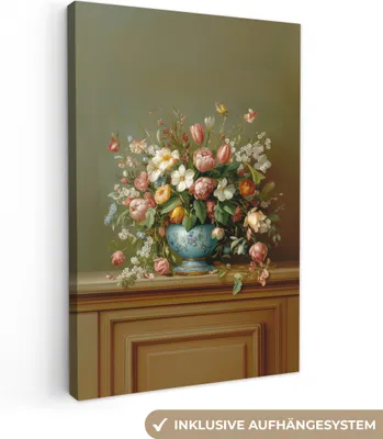 Produktbild von Leinwand Bilder 40x60 cm - Blumen - Vase - Klassisch, Wandbilder, Wanddeko Wohnzimmer, Bild
