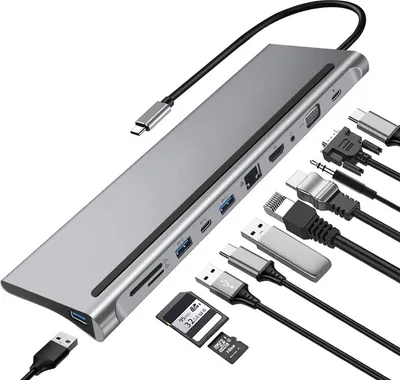 Image de 11 In 1 Docking Station Type-c Interface Usb3.1 vers adaptateur compatible HDMI Gris