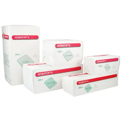 Produktbild von NOBATOP 8 Unsterile Vliesstoffkompressen 4-lagig, Größe:10.0 cm x 20.0 cm (100 St.)