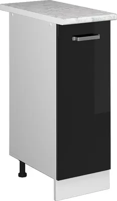 Produktbild von Apothekerschrank Vicco R-Line Schwarz Hochglanz 30 cm , AP Marmor, Model 41162