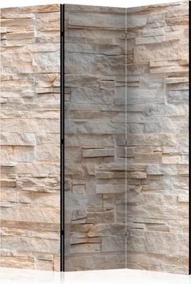 Produktbild von 3-teiliger Doppelseitiger Vlies Paravent - Stony Gracefulness 135x172 cm Muster f-B-0018-z-b