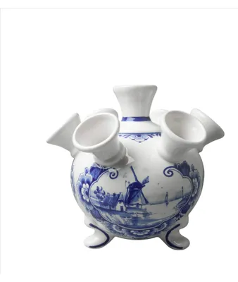 Obrázok produktu pre Heinen Delfts Blauw – Váza s tulipánmi na podstavci – Mlyn – 17 cm