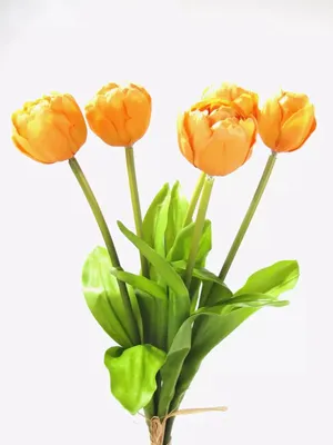 Produktbild von Tulpenbund Real Touch 43cm orange Paeonientulpen künstliche Blumen Tulpen 5St.