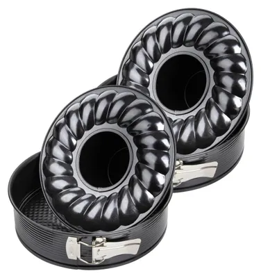 Image de Lot de 2 moules à gâteaux 28/28/6,5 cm en acier Black metallic Black mettallic Zenker Black mettallic