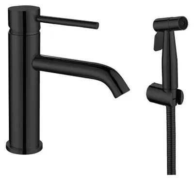 Productafbeelding van RHAPSODY wastafelmengkraan met toiletdouche, zwart