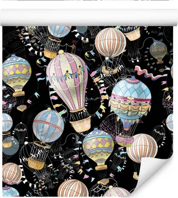Zdjęcie produktu dla Tapeta ścienna dla dzieci balony pojazdy maszyny Dekoracja Abstrakcyjna nowoczesna 3D jak z bajki