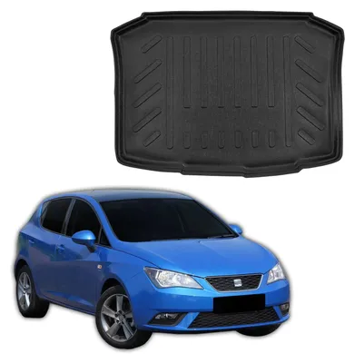 Produktbild von SCOUTT | Kofferraumwanne Laderaumwanne Kompatibel mit Seat Ibiza 3 / 5D 2008-2017, mit Hoher Rand, Kofferraum-Schutzmatte, Geriffelt, Aufrollbar, Schwarz