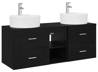 Immagine prodotto di Set di 3 mobili da bagno, colore nero, dimensioni 49,5 x 44,5 x 65 cm