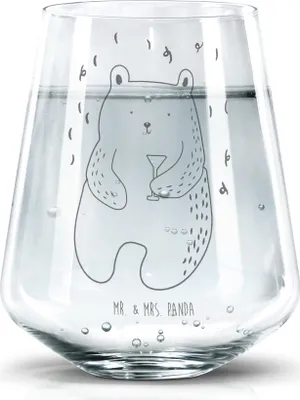 Produktbild von Mr. & Mrs. Panda Wasserglas Bär Party - Transparent - Geschenk, Becherglas, getränkebecher, Tumbler Glas, Geburtstag, Gute Laune, Teddy, Trinkgefäß, Geburtstagsgeschenk