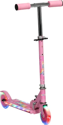 Image de HOMCOM Trottinette pour enfants de 3 à 7 ans, pliable, avec hauteur réglable, lumières LED et musique, couleur rose